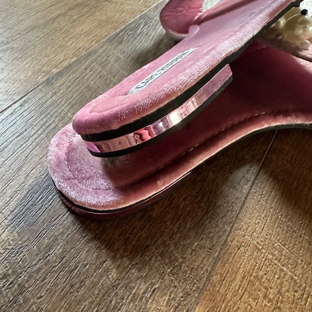 Women's Cape Robbin Pink Pearl Embellished Slides Size 9M - Picture 3 of 6